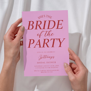 Invitation Elle est la mariée de la fête Rose Enterrement de