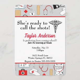 Invitation Elle est prête à appeler l'école d'infirmières de