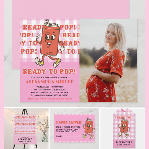 Invitation Elle est prête à éclater Baby Shower Photo rose à 