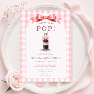 Invitation Elle est prête à éclore Fille Arc Rose Baby Shower
