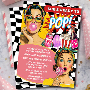 Invitation Elle est prête à éclore - Fille de soda rétro pour