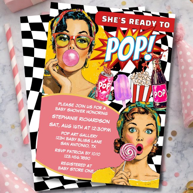 Invitation Elle est prête à éclore - Fille de soda rétro pour (Créateur téléchargé)
