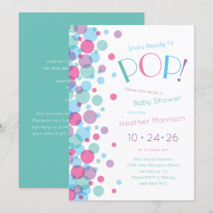 Invitation Elle est prête à faire des Baby showers Pois