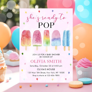 Invitation Elle est prête à faire du Baby shower rose