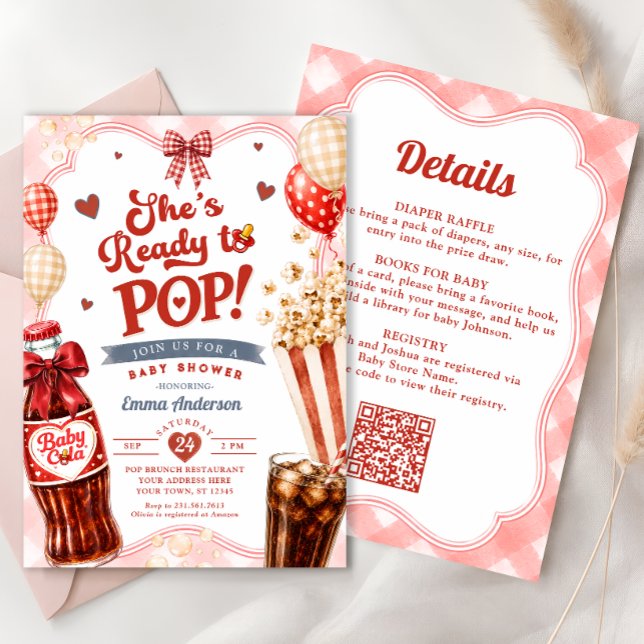 Invitation Elle est prête à faire éclater Fête de Bébé Soda T (Créateur téléchargé)