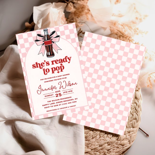 Invitation Elle est prête à faire éclater la Fête de Bébé ros (Créateur téléchargé)