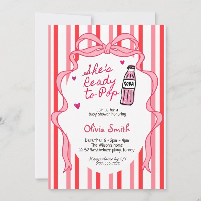 Invitation Elle est prête à faire éclater la Fille Soda Baby  (Devant)