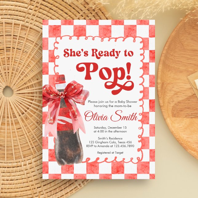 Invitation Elle est prête à mettre bas : Baby Shower (She's Ready to Pop Cola Baby Shower Invitation)