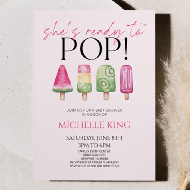 Invitation Elle est prête à pop ! Baby shower Popsicle (Créateur téléchargé)