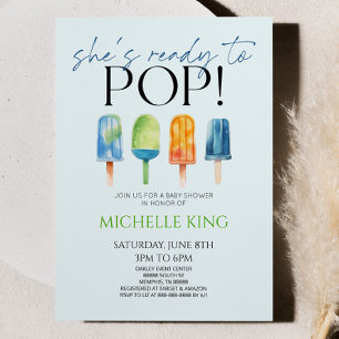Invitation Elle est prête à pop ! Baby shower Popsicle