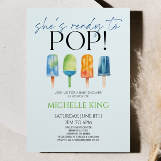 Invitation Elle est prête à pop ! Baby shower Popsicle (Créateur téléchargé)