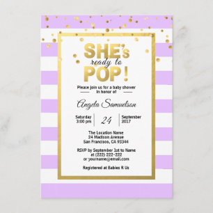 Invitation Elle est prête pour le Baby shower de Lavande d'or