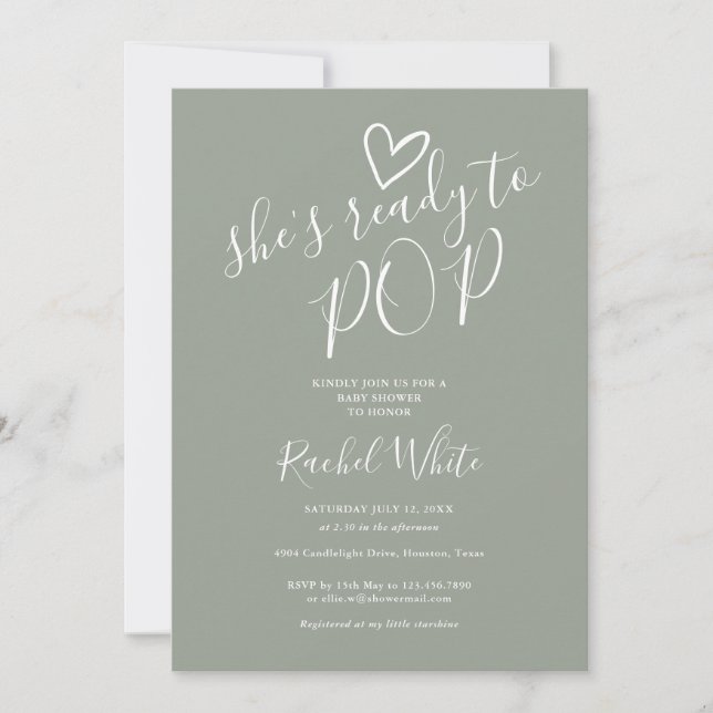 Invitation Elle est prête pour une fête de naissance bébé de  (Devant)