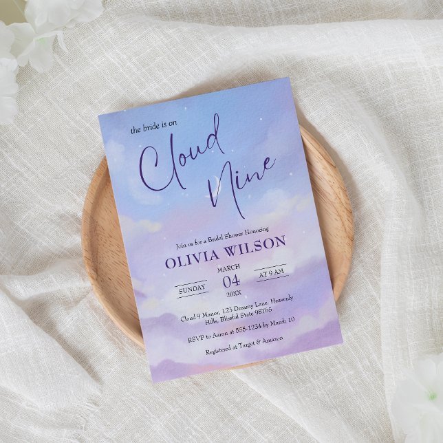 Invitation Elle est sur Cloud 9 Dreamy Pastel Fête des mariée (Créateur téléchargé)