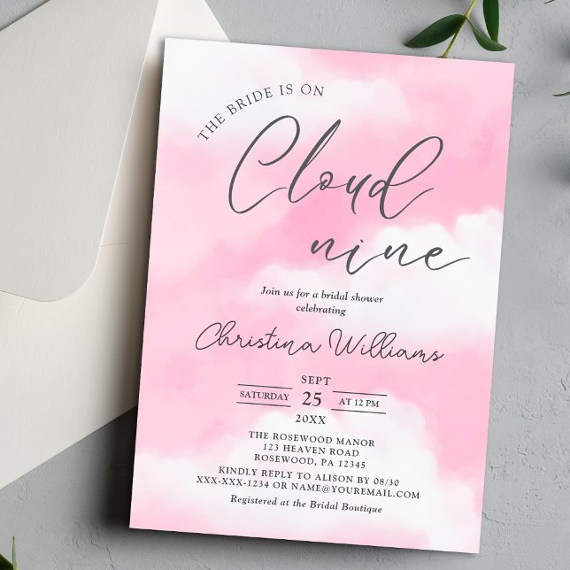 Invitation Elle est sur Cloud 9 Fête des mariées rose (Créateur téléchargé)