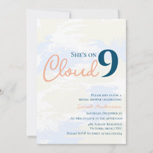 Invitation Elle est sur Cloud 9 Texture Fête des mariées bleu