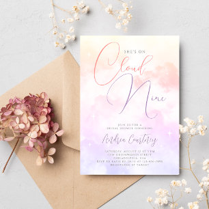 Invitation Elle est sur Cloud Nine Dreamy Pastel Clouds and S