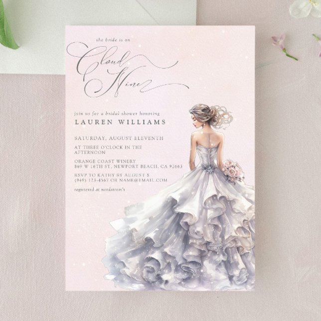 Invitation Elle est sur Cloud Nine Dreamy Pastel Fête des mar (Join us on Cloud Nine for her dreamy bridal shower!)