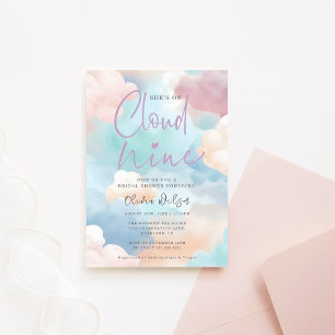 Invitation Elle est sur Cloud Nine Pastel Colours Fête des ma