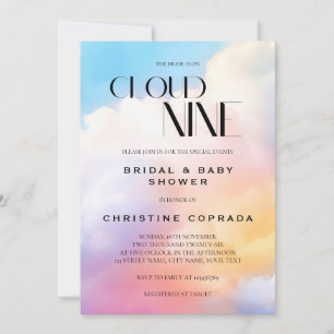 Invitation Elle est sur Cloud Nine Pastel Mariée et Baby show