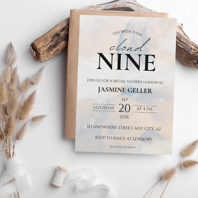 Invitation Elle est sur le nuage 9 Elégante Fête des mariées  (Créateur téléchargé)