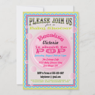Invitation Elle est sur le point de POP Baby Shower Invitatio
