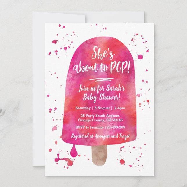 Invitation Elle est sur le point de POP Baby shower Popsicle  (Devant)