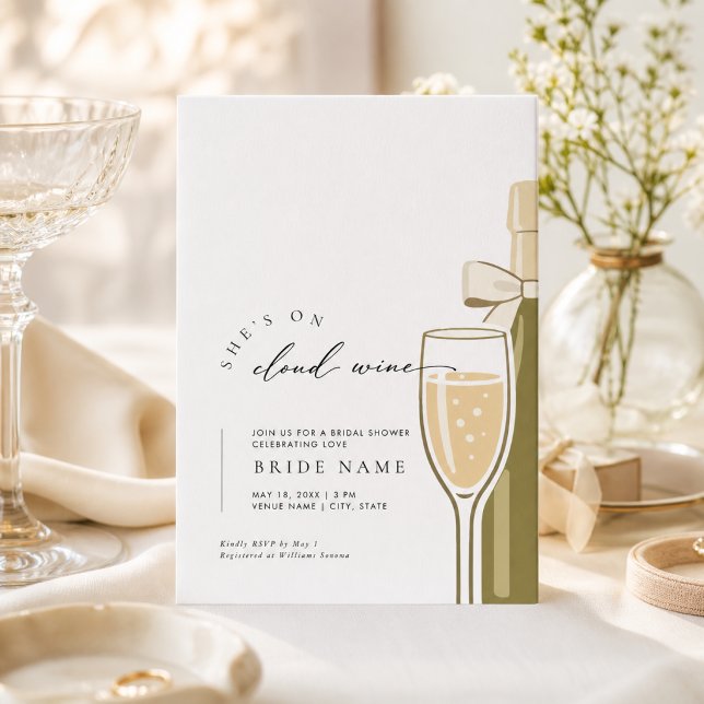 Invitation Elle est sur le vin mousseux Cloud Wine Enterremen (Créateur téléchargé)