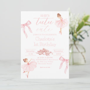 Invitation Elle est Tutu mignonne Ballerina fille 1er anniver