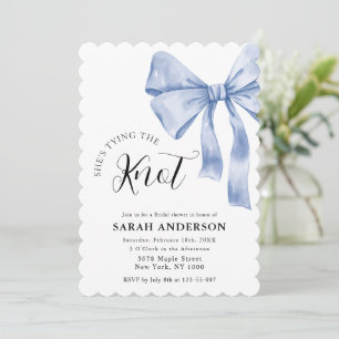Invitation Elle est Tying the Knot bleu bow Fête des mariées
