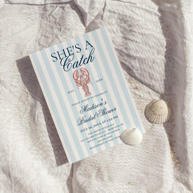Invitation Elle est un trésor Réception de mariage rayée bleu (Créateur téléchargé)