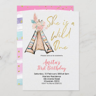 Invitation Elle est un un Teepee sauvage de Boho d'invitation