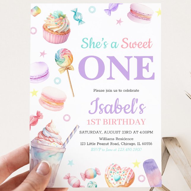 Invitation Elle est une fête d'anniversaire douce (Créateur téléchargé)