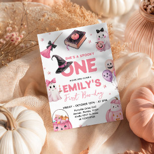 Invitation Elle est une sorcière rose Spooky pour son 1er ann