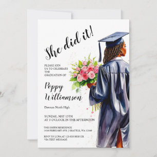 Invitation Elle L'A Fait Aquarelle Graduation