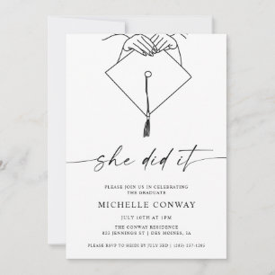 Invitation Elle l'a fait Casquette et Tassel Graduation Party