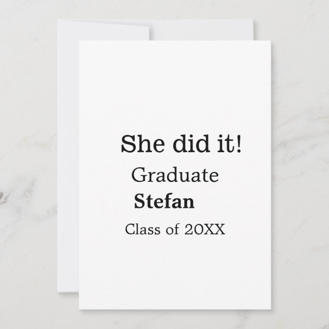 Invitation Elle l'a fait diplômée ajouter nom classe de texte (Devant)