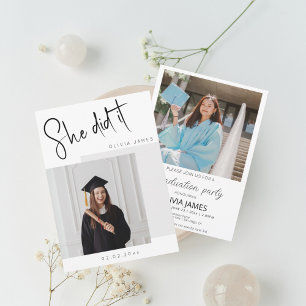 Invitation Elle l'a fait diplômée en photo