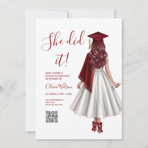 Invitation Elle l'a fait Fille élégante marron soirée de re