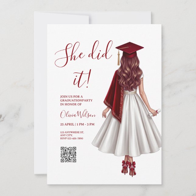 Invitation Elle l'a fait | Fille élégante marron soirée de re (Devant)