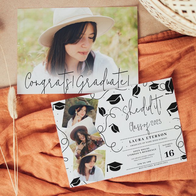 Invitation Elle l'a fait Moderne en noir et blanc (Créateur téléchargé)