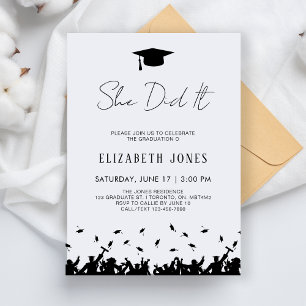 Invitation Elle L'A Fait Moderne Graduation Party Classe De 2