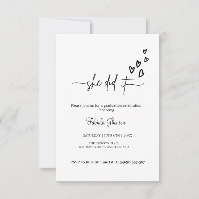 Invitation Elle l'a fait, simple célébration de la grâce, en  (Devant)