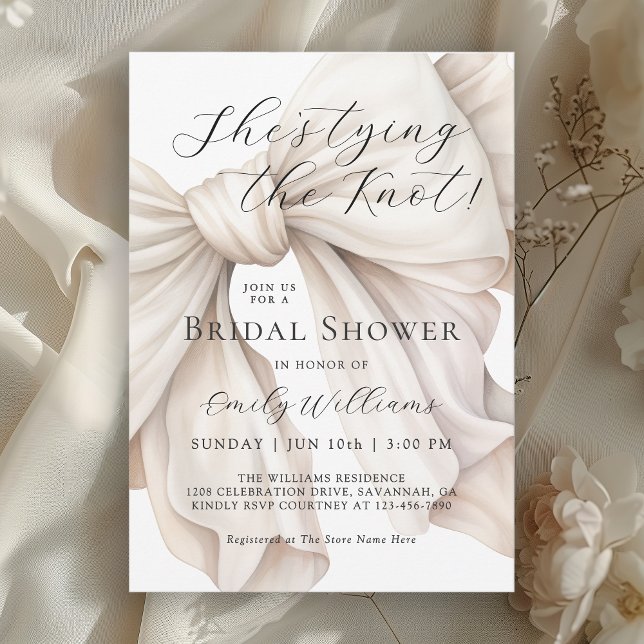 Invitation Elle noue la Fête des mariées de la cou blanche (Available in both printed and instant download digital formats.)