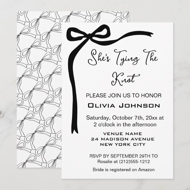 Invitation Elle noue la Fête des mariées de la frontière de l (Devant / Derrière)