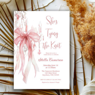 Invitation Elle noue la Fête des mariées de ruban rose