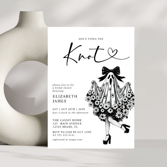 Invitation Elle noue la Fête des mariées florale fantôme (Créateur téléchargé)