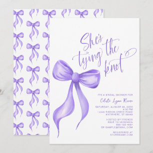 Invitation Elle noue la Fête des mariées pourpre du noeud