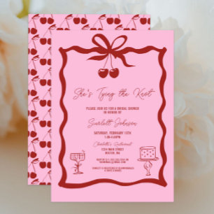 Invitation Elle noue la Fête des mariées rouge cerise de la b