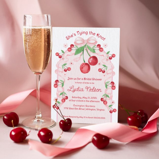 Invitation Elle noue la mariée cerise Coquette (Créateur téléchargé)